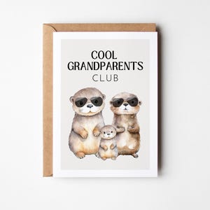 Tarjeta de felicitación para abuelos Cool Grandparents Club con lindas nutrias, regalo para abuelos, regalo para abuela, regalo para abuelo, vas a ser abuela, vas a ser abuelo
