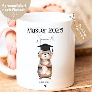 Master Geschenk Tasse personalisiert, Master bestanden, Master 2025 Geschenk, Master Prüfung, Master Abschluss, Otter Tasse