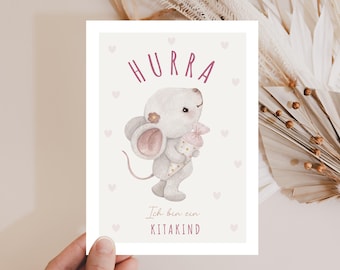 loulala® Kindergarten Start, First Day of Kindergarten Card, Kindergarten Start, Settling In to Kindergarten, Hurray I'm a Kindergarten Child, Starting Kindergarten