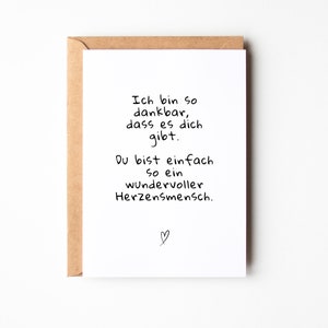 Liebevolle Grußkarte für deinen Herzensmenschen "ich bin so dankbar, dass es dich gibt", Danke sagen, Geschenk Lieblingsmensch -Postkarte A6