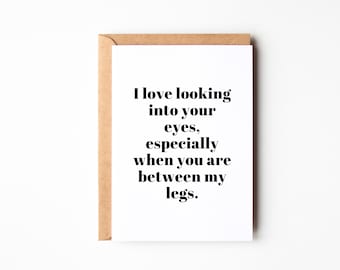 Weihnachtsgrußkarte "I love looking into your eyes, especially when you are between my legs", Geschenkidee für den Partner zu Weihnachten