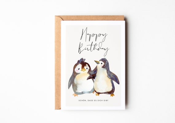 ペンギンの誕生日カードポストカードDINA6、あなたの好きな人へ ペンギンの誕生日カードポストカードDINA6、あなたの好きな人へ