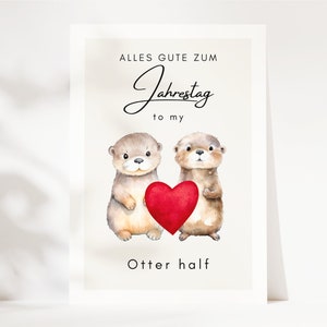 Nutria de regalo de aniversario, regalo de aniversario, regalo de aniversario de marido esposa, regalo de aniversario para él, postal de nutria A6 -loulala®
