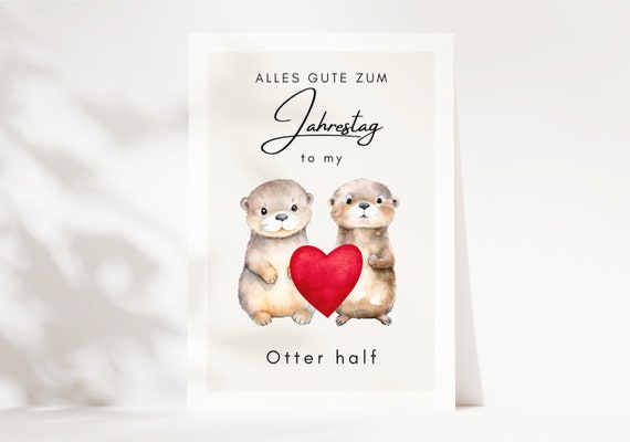 Jahrestag Geschenk Otter, Geschenk Jahrestag, Ehemann Ehefrau Jahrestag Geschenk, Jahrestag Geschenk für ihn, Otter Postkarte A6 -loulala®