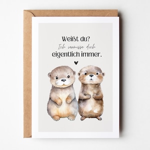 Hej.Otti® Postkarte Ich vermisse dich, Fernbeziehung, Postkarte du fehlst mir, Sehnsucht, Ich liebe dich, Geschenk für Vermisse Valentinstag