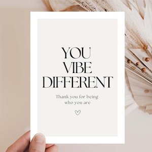 Postkarte You vibe different – Thank you for being who you are, Danke sagen, Geschenk beste Freundin, Freundschaftskarte, Karte mit Spruch