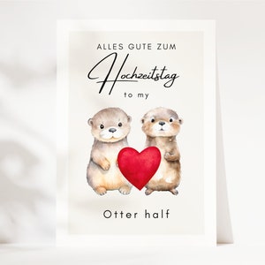 Regalo de aniversario de boda de nutria, regalo de aniversario de boda, regalo de marido, regalo de esposa - linda postal de nutria en A6 para aniversario de boda
