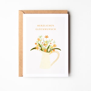 Herzlichen Glückwunsch Flower Geburtstagskarte, Grußkarte zum Geburtstag, Geburtstagsgeschenk, Happy Birthday Postkarte A6