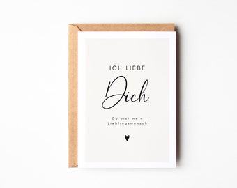 Grußkarte "Ich liebe dich, du bist mein Lieblingsmensch", Geschenk für Partner, Geschenk für den Lieblingsmenschen, Valentinstag Karte