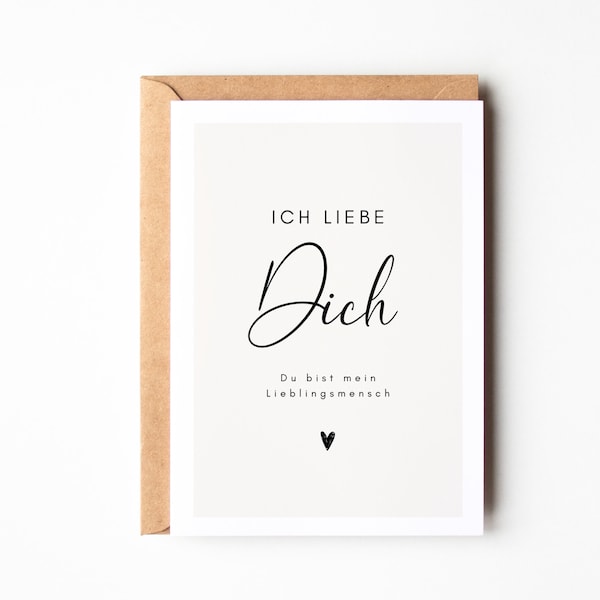 Grußkarte "Ich liebe dich, du bist mein Lieblingsmensch", Geschenk für Partner, Geschenk für den Lieblingsmenschen, Valentinstag Karte