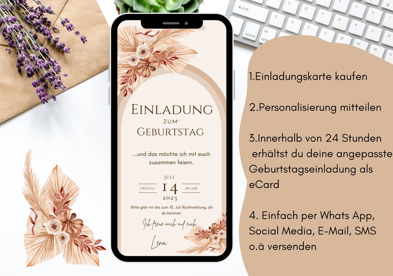 loulala® Digitale Einladungskarte, digitale Ecard Geburtstagseinladung von uns personalisiert für dich Bild 3