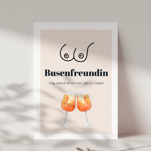 Beste Freundin Geschenk, Grußkarte beste Freundin, Busenfreundin Postkarte DIN A6