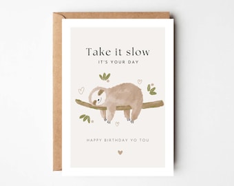 loulala® Funny Sloth Birthday Card, Birthday Card, Happy Birthday Card, Congratulations Card, Cute Birthday Card for Girlfriend