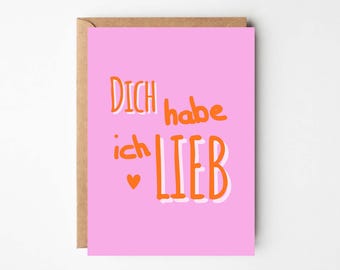 Card I love you, gift best friend, card favorite person heart person, friendship card, card with saying love card pink