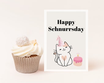 Birthday card "Happy Schurrsday", gift for cat lovers, cat card for birthday, happy birthday card DINA6