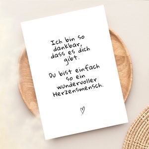 Carte de vœux affectueuse pour votre bien-aimé « Je suis tellement reconnaissant que tu existes », dis merci, offre un cadeau à ta personne préférée - carte postale A6