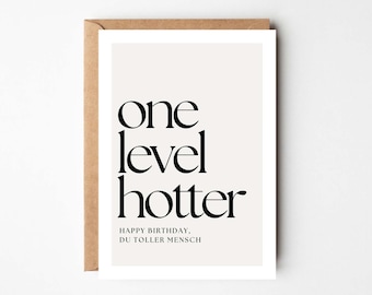 Funny birthday card One level hotter, greeting card birthday, birthday card, funny Happy Birthday card, birthday card man woman
