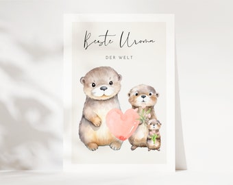 Schattig overgrootmoeder Otter Card beste overgrootmoeder ter wereld, overgrootmoeder cadeau, je wordt een overgrootmoeder, overgrootmoeder verjaardag, overgrootmoeder wenskaart, overgrootmoeder verjaardagscadeau