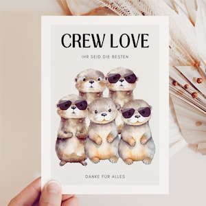 Cadeau d’équipe mignon équipage de loutres amour, cadeau d’employé, meilleure équipe, cadeau d’équipe, équipe de carte de voeux, carte de collègue, merci d’équipe