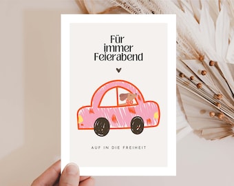 Funny retirement card for colleagues, farewell gift pension, retirement gift, forever home, retirement colleague cute dachshund postcard