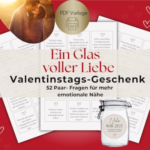 loulala® Valentine&#39;s Day DIY gift for couples to print PDF, couple gift, Valentine&#39;s Day gift, 52 questions for couples, time for two