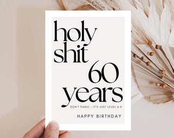 60th birthday postcard, funny birthday card for the 60th birthday, 60th birthday woman and man, greeting card for the 60th, birthday gift 60