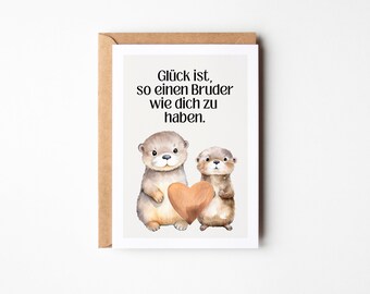 Tarjeta de nutria linda para regalar a tu hermano, mejor hermano, cumpleaños de hermano, tarjeta de cumpleaños de hermano, regalo de cumpleaños de hermano