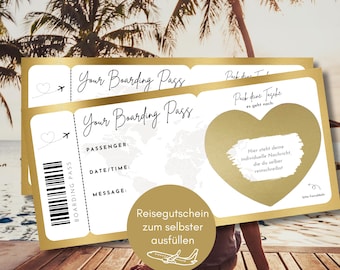 Travel voucher Personalized gift, boarding pass flight ticket, voucher travel, birthday card, travel gift voucher flight loulala®