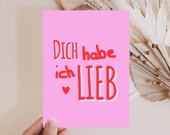 Card I love you, gift best friend, card favorite person heart person, friendship card, card with saying love card pink