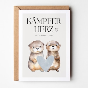 Postkarte Mutmacher Otter "Kämpferherz - du schaffst das", Mut machen, Schwere Zeit überstehen, Kämpferin, Kämpfern, Trostkarte Hej.Otti®