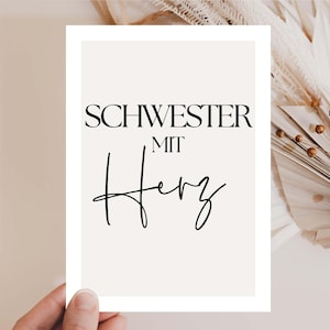 loulala® Karte Schwester mit Herz, Schwester Geschenk, Schwester Geburtstag, Schwester Geburtstagsgeschenk, beste Schwester danke sagen
