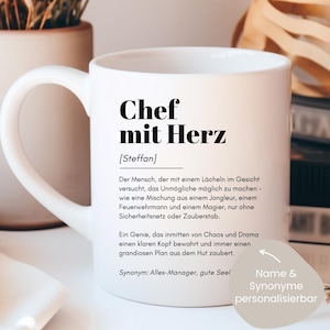 loulala® Geschenk Chef Tasse Name personalisiert, Tasse Chef mit Spruch, Chef Geschenk, Chef Geburtstag, Chef Weihnachtsgeschenk, Chef danke