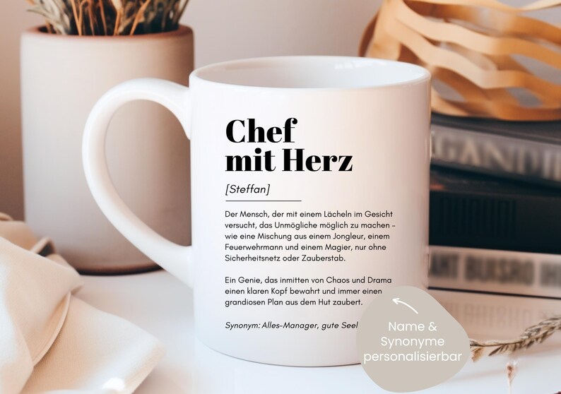 loulala® Geschenk Chef Tasse Name personalisiert, Tasse Chef mit Spruch, Chef Geschenk, Chef Geburtstag, Chef Weihnachtsgeschenk, Chef danke