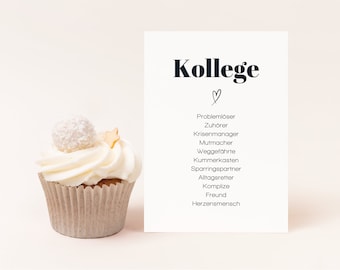 Geschenk Kollege, Synonymkarte Kollege, Geschenk für Kollege zum Geburtstag, Kollege Abschied, nach Wunsch inkl. Kuvert