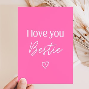 Postal LOVE YOU BESTIE incluyendo sobre como se desee, regalo de mejor amigo, tarjeta de mejor amigo, cumpleaños de amigo, tarjeta de feliz cumpleaños