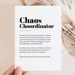 Carte amusante avec inscription, cadeau collègue patron patron, cadeaux amusants, carte d'anniversaire amusante avec inscription « Coordinateur du chaos »