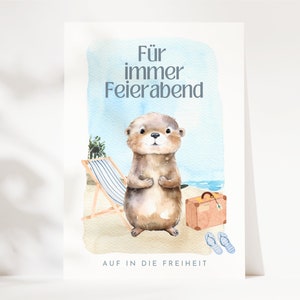 Jolie carte de loutre de retraite pour les collègues, cadeau d'adieu à la retraite, cadeau de retraite | Pour toujours en arrêt de travail, femme cadeau de pension