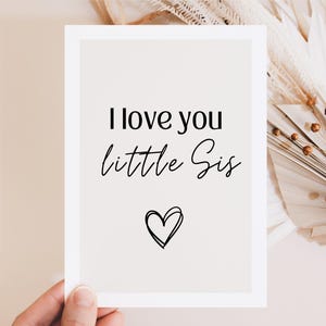 Love You Little Sis - Carte de vœux pour petite sœur, carte sœur, cadeau pour sœur, cadeau sœur, anniversaire sœur