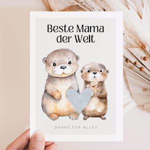 Carte de vœux cadeau pour maman Hej.Otti® avec de jolies loutres, cadeau de fête des mères, carte de fête des mères, anniversaire de maman, cadeau pour maman, carte maman DINA6