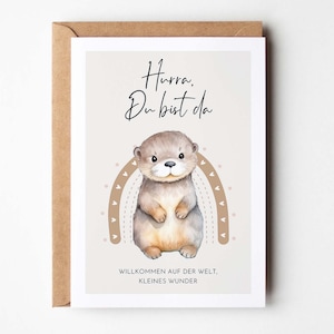 Felicitaciones por el nacimiento, tarjeta para el nacimiento, regalo para el nacimiento, regalo para bebé, felicitaciones por el nacimiento linda tarjeta de nutria - Hej.Otti®