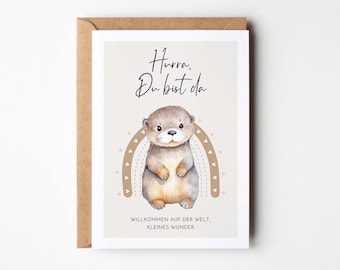 Congratulations on the birth, card for the birth, gift for the birth, baby gift, birth congratulations cute otter card - Hej.Otti®