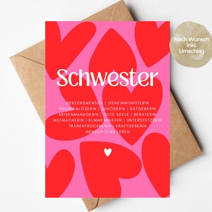 Schwester Geschenk Karte, Geburtstagskarte Schwester, Karte für Schwester, Sister Geschenk, Beste Schwester Geschenk, Schwester Spruch Karte