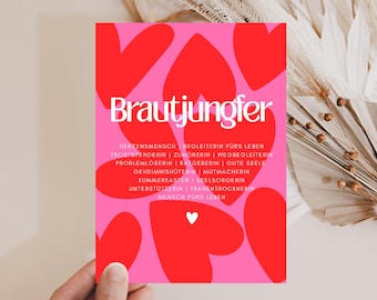 Bridesmaid card gift, bridesmaid request card, will you be my bridesmaid card, wedding bridesmaid thank you card
