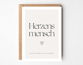 Karte Herzensmensch, Postkarte Lieblingsmensch, Geschenk beste Freundin, Beste Freundin Geschenk, Beste Freundin Karte, Danke sagen