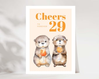 Funny birthday card forever 29, birthday greeting card, birthday gift, birthday card, Happy Birthday card