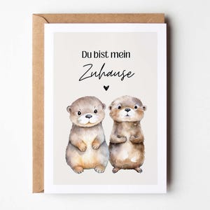 Liefdeswenskaart "You are my home" Otter, cadeau voor je partner, cadeau voor je favoriete persoon DINA 6 ansichtkaart - Hej.Otti®