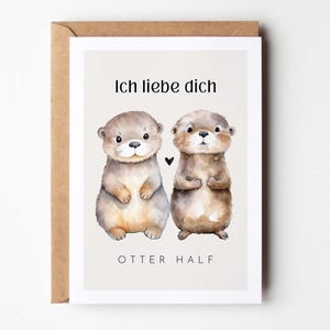 I love you card otter, gift partner, Valentine's Day, anniversary, wedding anniversary gift, I love you, love card for partner Hej.Otti®