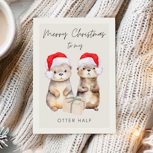 Süße Otter Weihnachtskarte, lustige Weihnachtskarte, Weihnachtsgeschenk Partner, Weihnachten Karte, Weihnachten Geschenk, A6 Postkarte