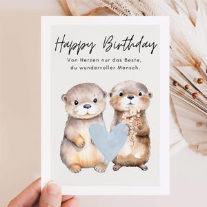 Hej.Otti® Otter Geburtstagskarte DINA6, Otter Karte zum Geburtstag, Happy Birthday Karte, Geburtstags Karte Freundin, Geburtstagsgeschenk