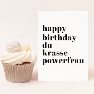 Lustige Geburtstagskarte für beste Freundin "Happy Birthday du krasse Powerfrau", Happy Birthday Karte für Frauen